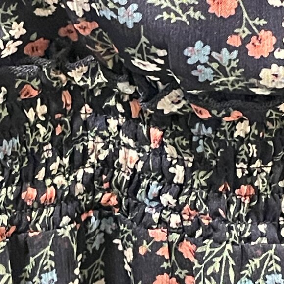 MUCHE MUCHETTE Off Shoulder Floral Tiered Mini Dress Navy Pink Size OS - Picture 5 of 9